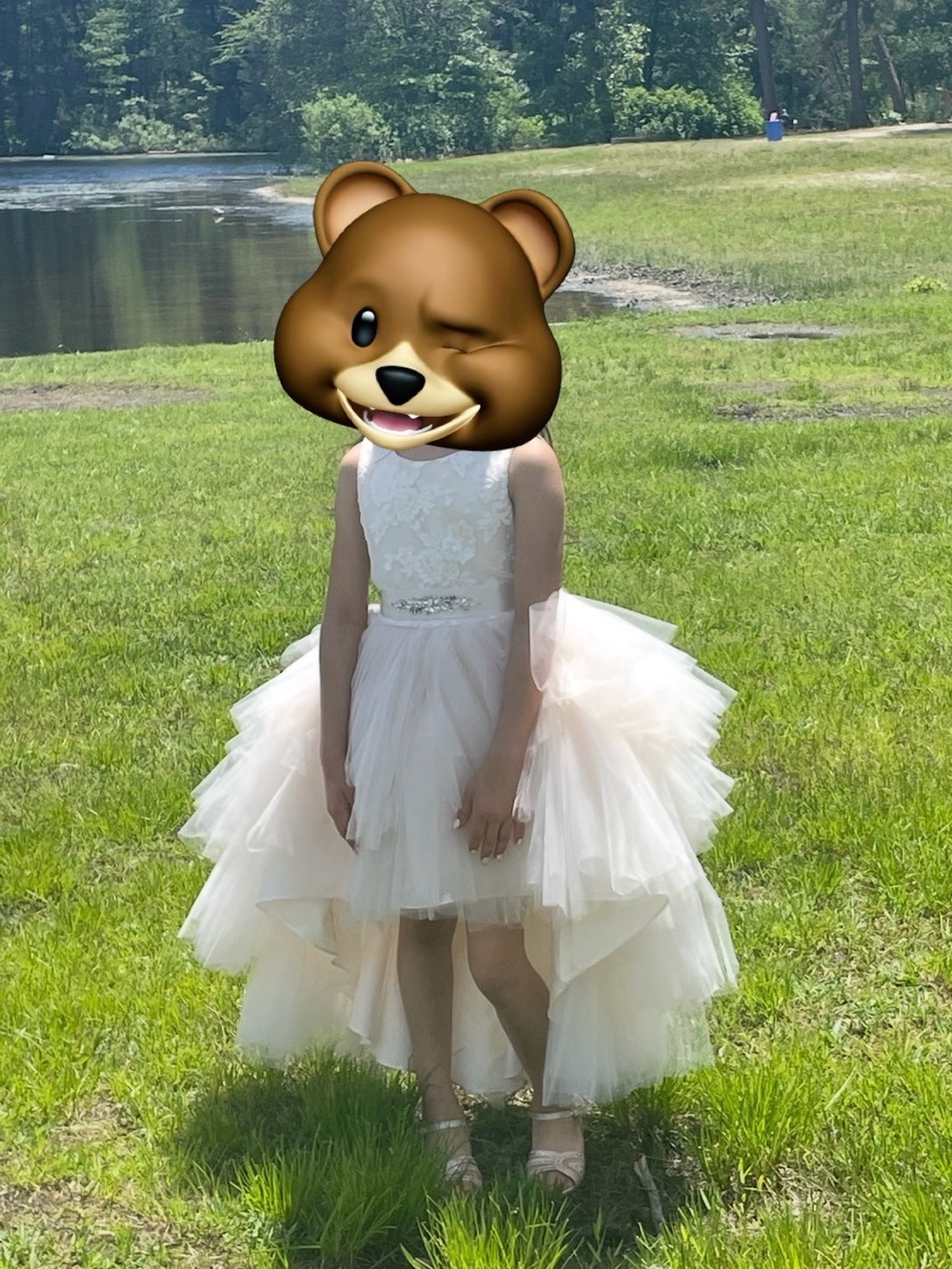 Girls dress size 8/champagne High-Low Tulle Party Dress